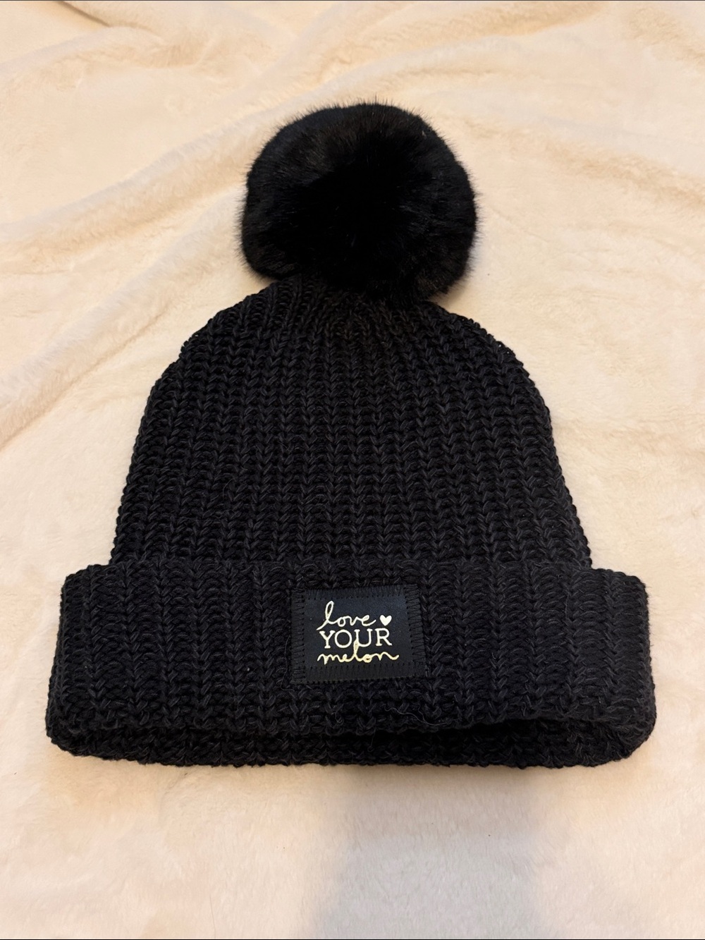 Love Your Melon Black Knit Pom Pom Beanie